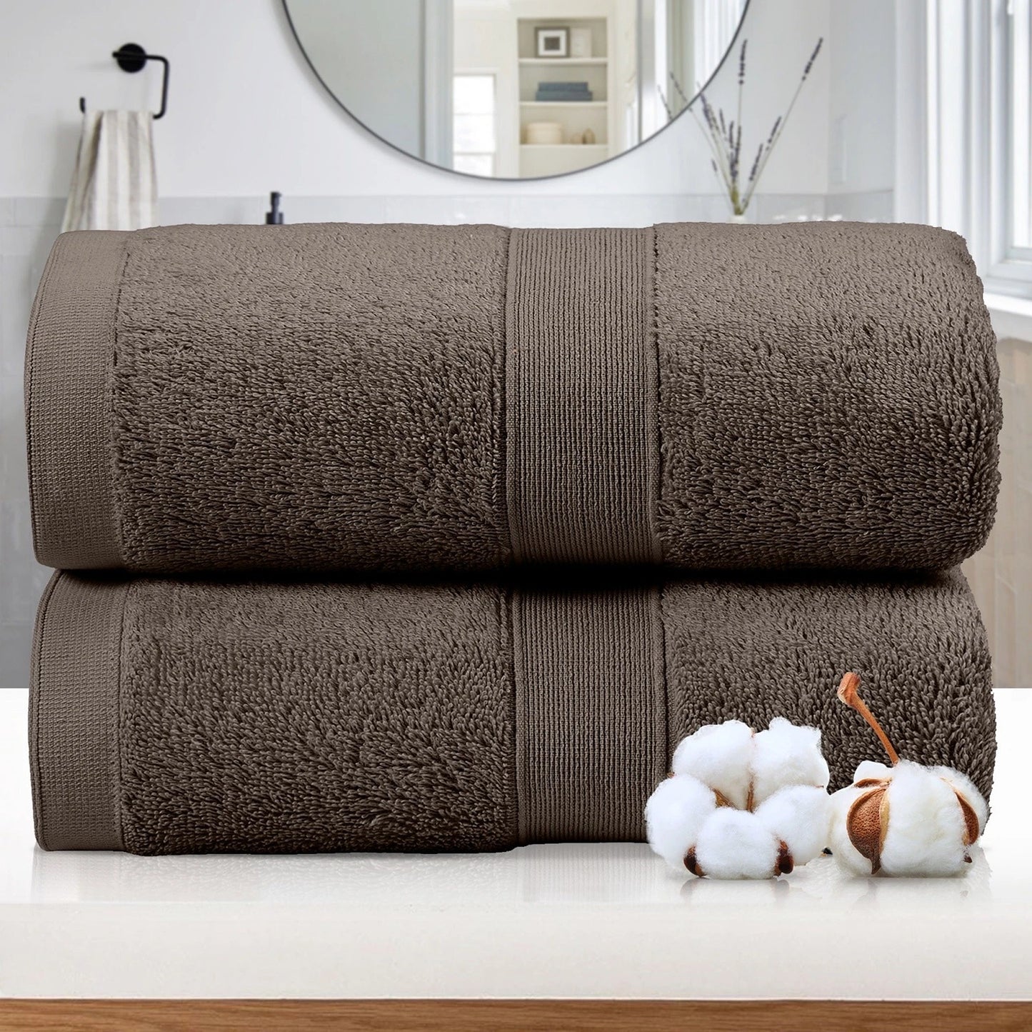 Chocolate Brown Cotton Jumbo Bath Sheets Extra Soft 550 650 GSM 2 Pack