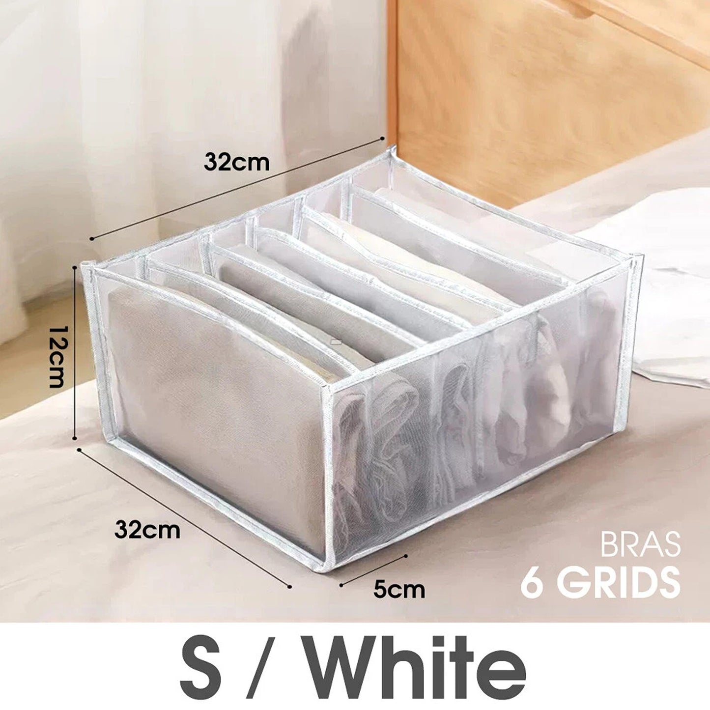 Clothes Organizer Wardrobe Storage Box Drawer Divider Mesh in Multiple Sizes
