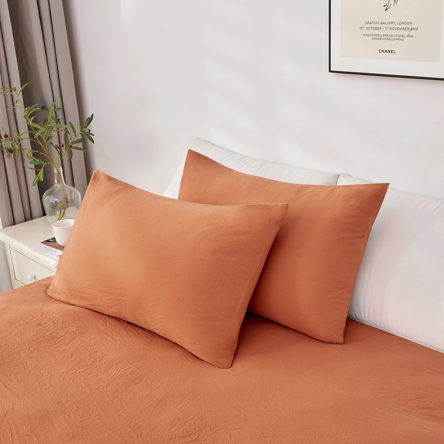 Rust 2000 Thread Count Quilt Cover Set Soft Luxury Bedding