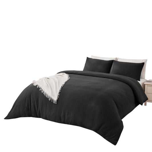 Black 2000 Thread Count Quilt Cover Set Soft Luxury Bedding