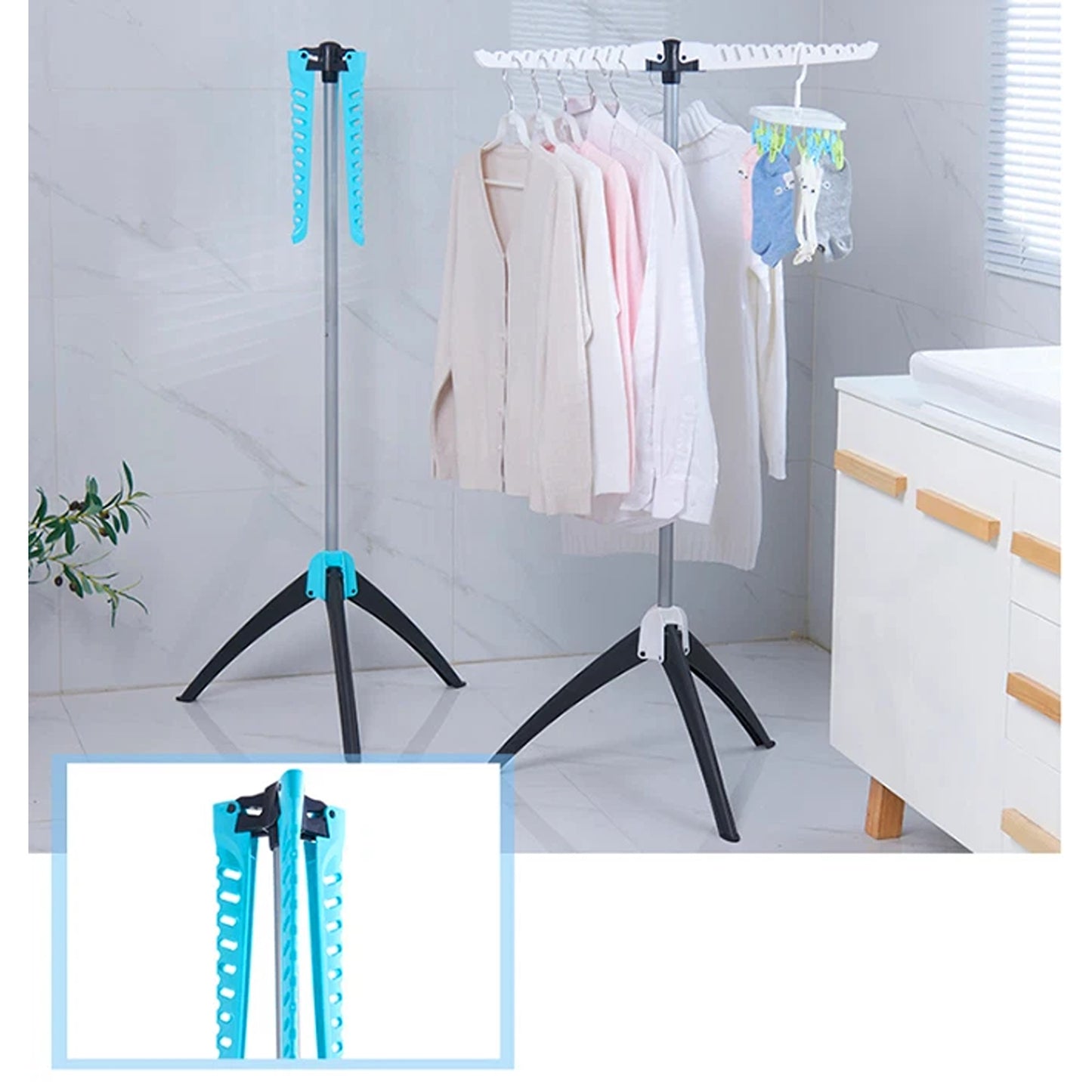 Foldable Clothes Drying Rack Collapsible Laundry Stand 135cm