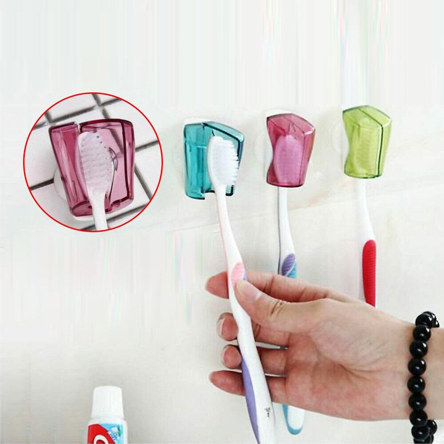 Home Bathroom Wall Mounted Toothbrush Holder - 3x