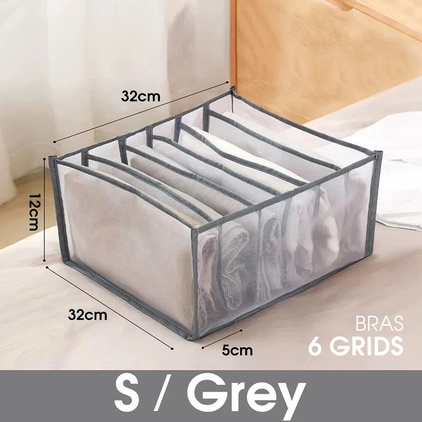 Clothes Organizer Wardrobe Storage Box Drawer Divider Mesh in Multiple Sizes