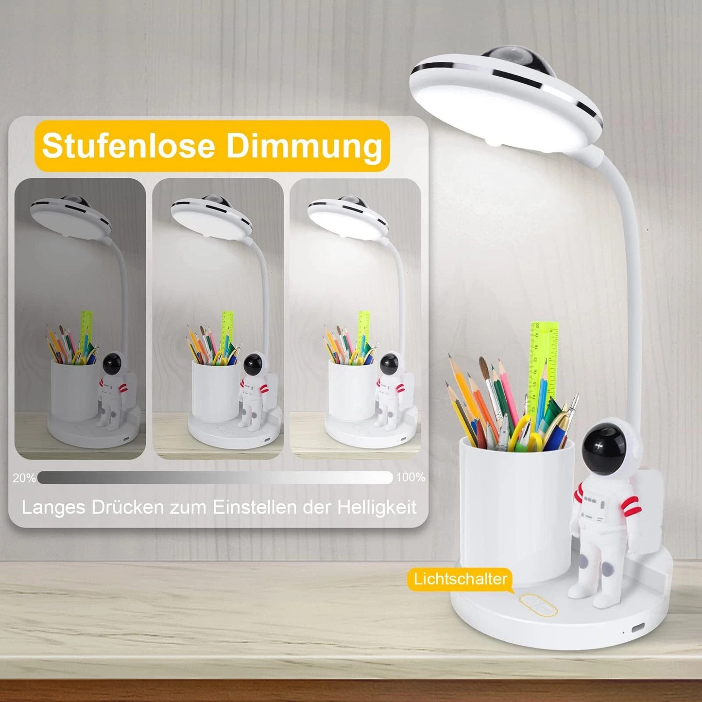 LED Desk Lamp with Touch Sensor and USB Rechargeable Battery