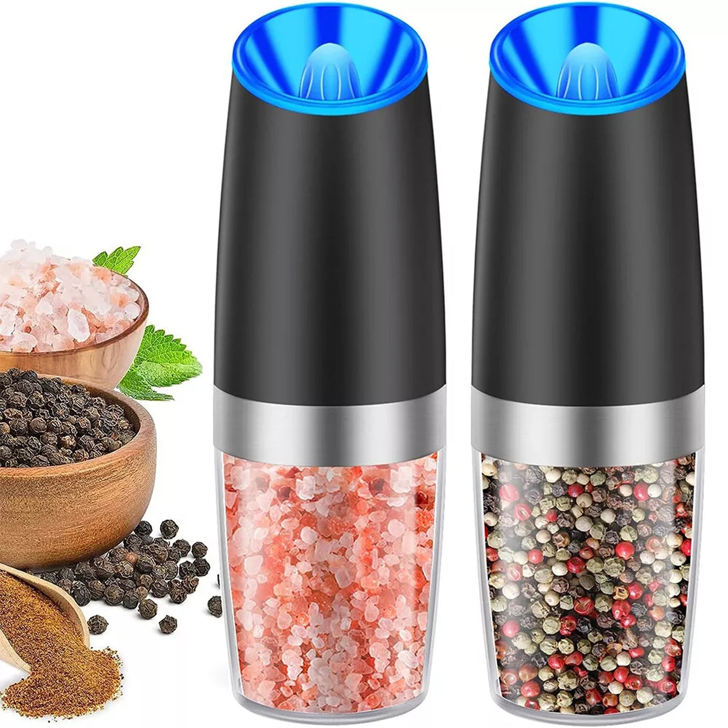 Gravity Electric Salt and Pepper Grinder Set 2 Pack