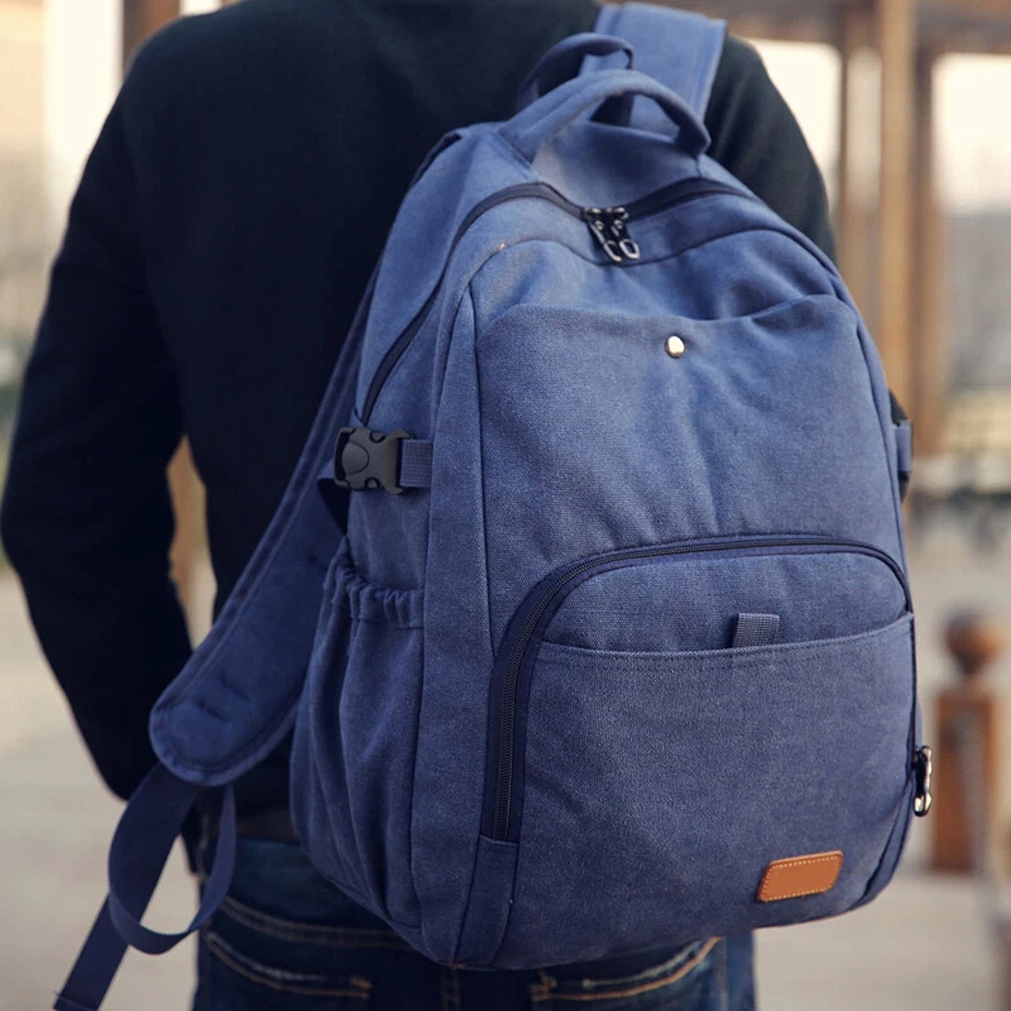 Mens Travel Backpack Vintage Canvas Bag for Laptop and School