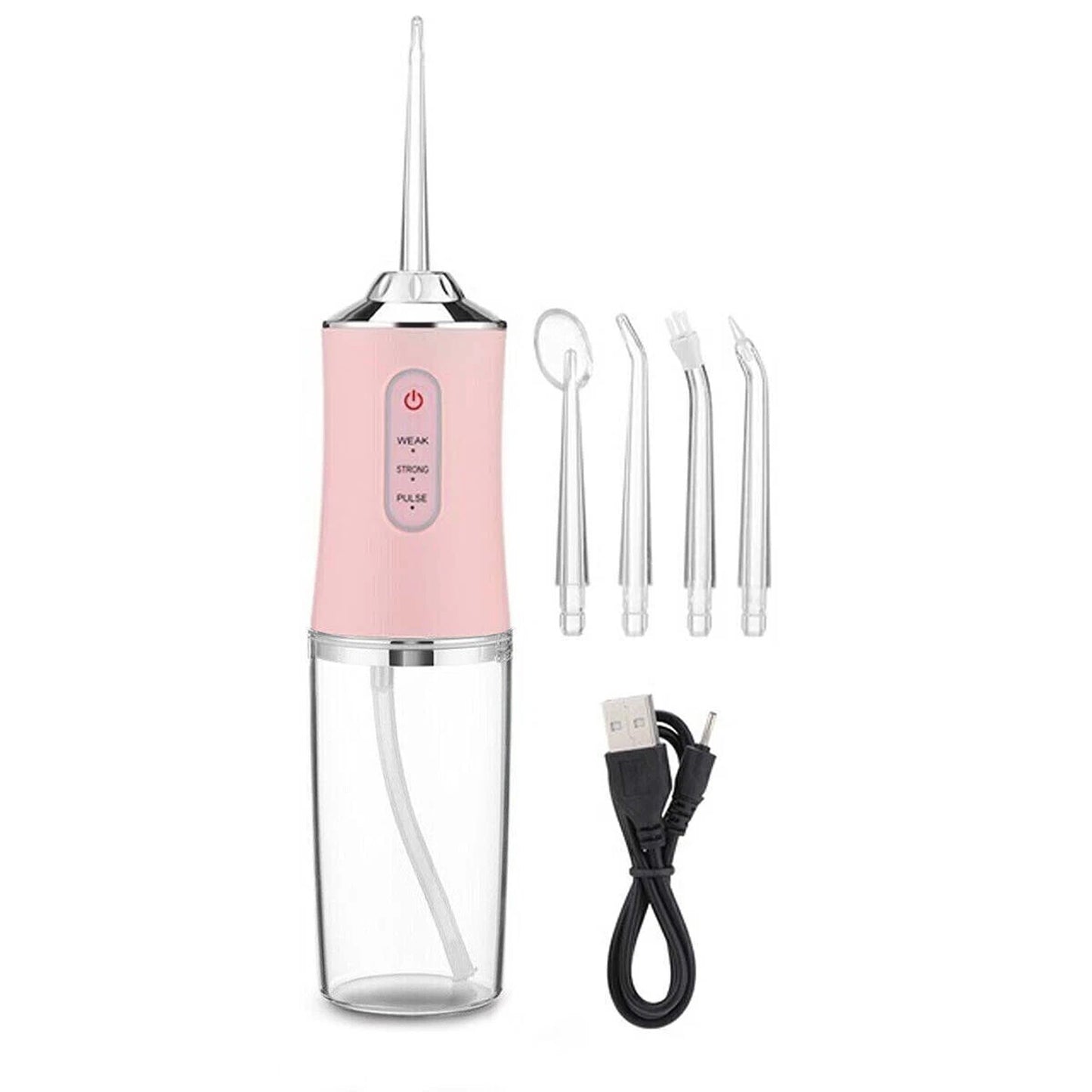 Cordless Dental Water Jet Flosser with 4 Nozzles for Teeth Cleaning