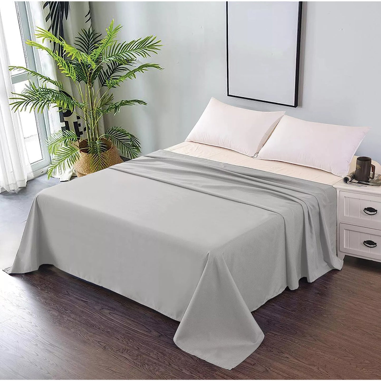 Hotel Ultra Soft Flat Sheet 2200TC Single Double Queen Super King - Silver Grey