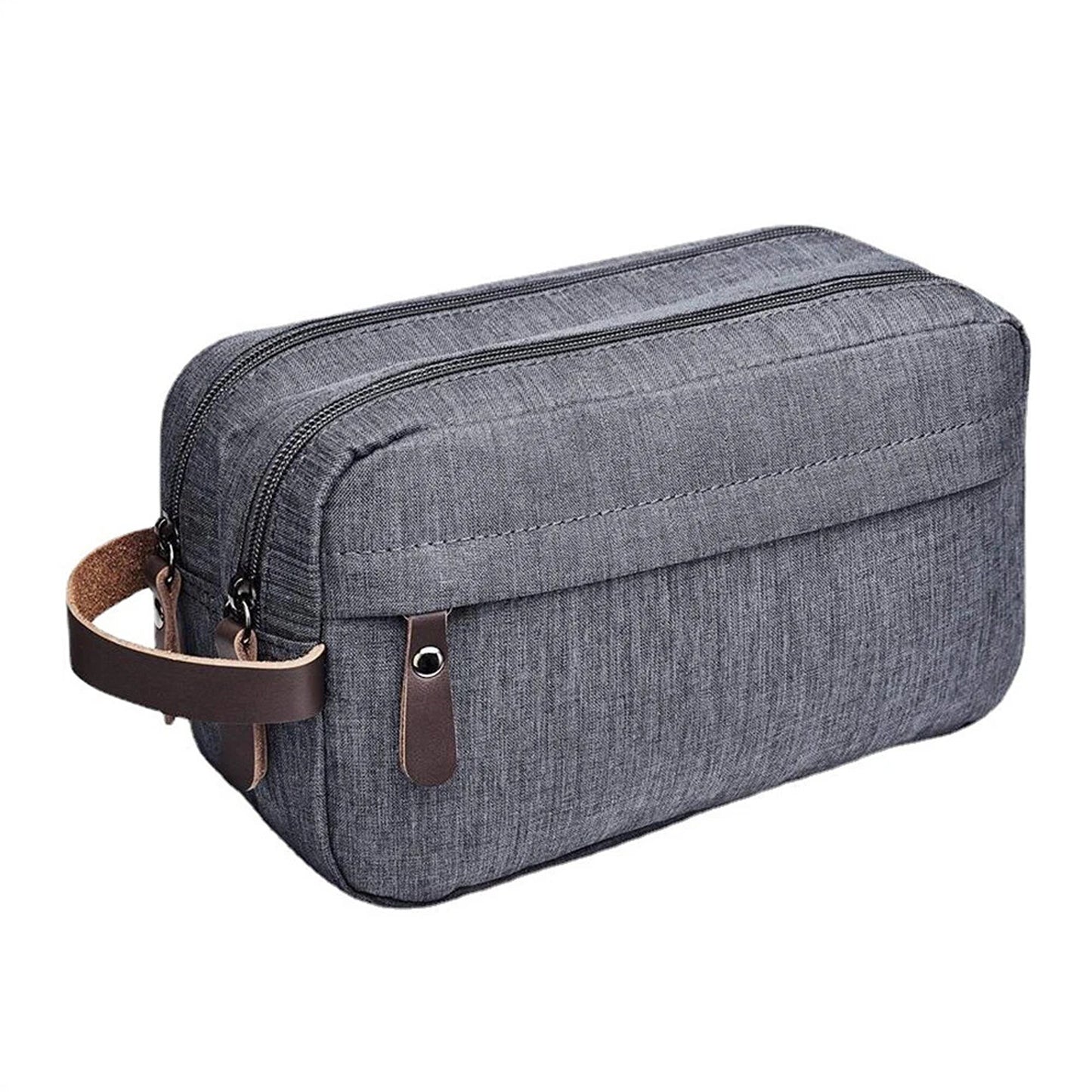 Grey Compact Toiletry Bag for Travel and Gym