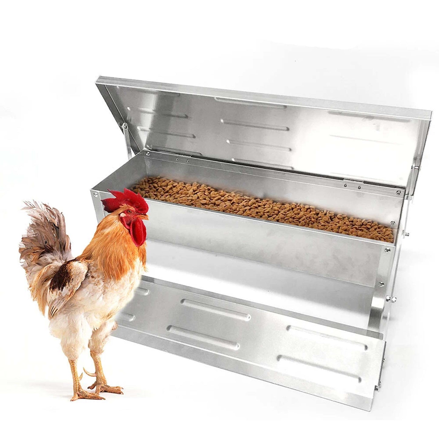 8.2L Automatic Treadle Chicken Feeder Galvanized Steel