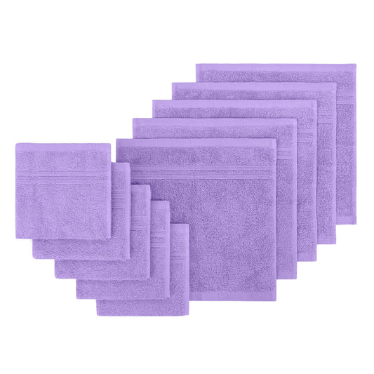 Lavender 10 Pack 100 Percent Cotton Face Washers Ultra Soft Bath Towels 30 x 30cm