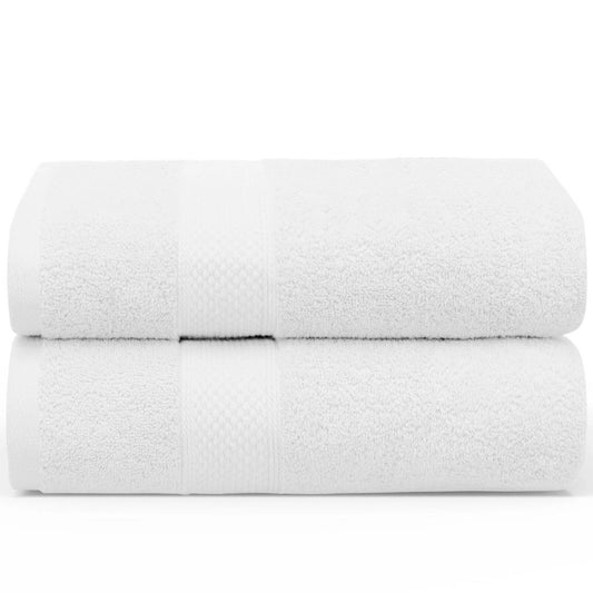 White Cotton Jumbo Bath Sheets Extra Soft 550 650 GSM 2 Pack