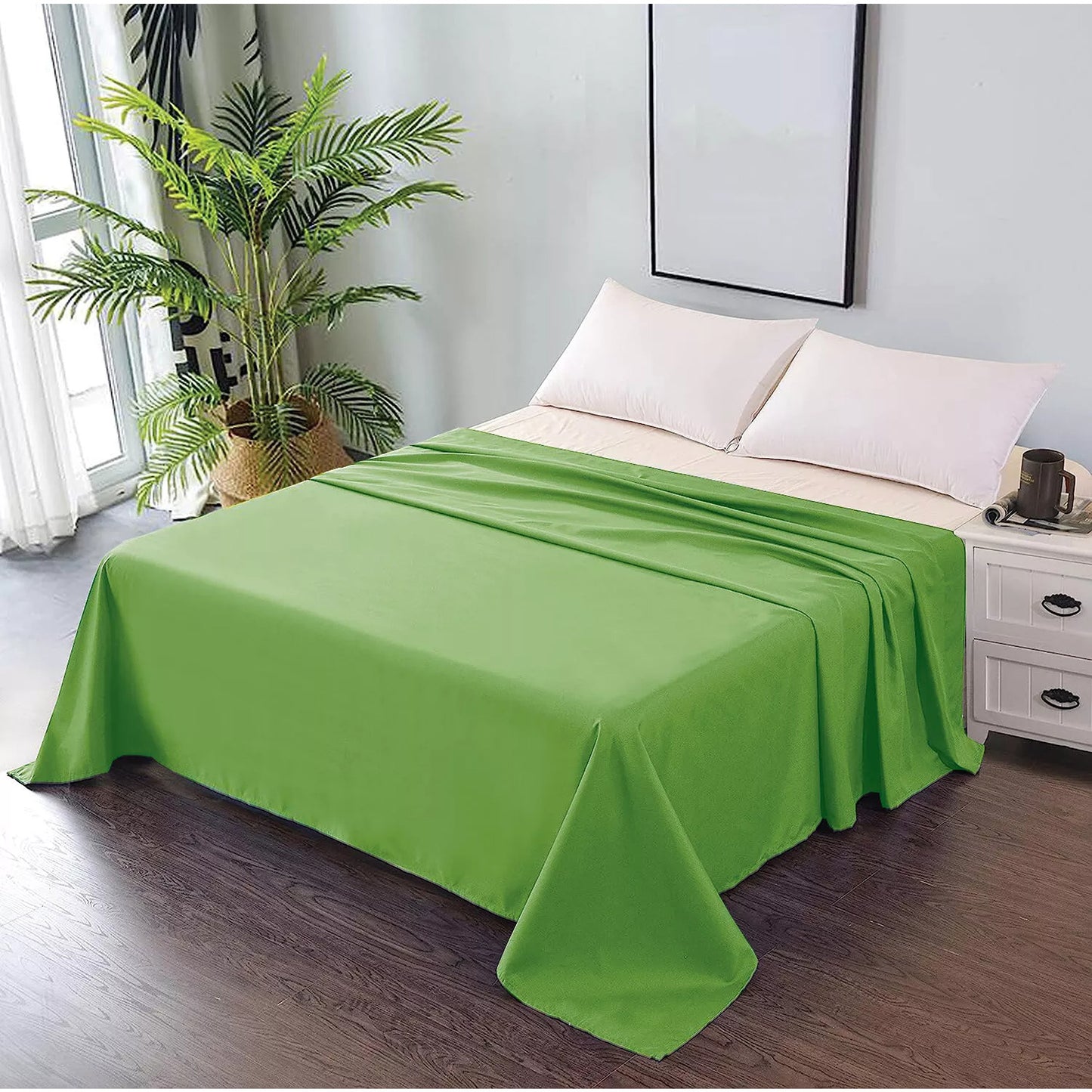 Hotel Ultra Soft Flat Sheet 2200TC Single Double Queen Super King - Green