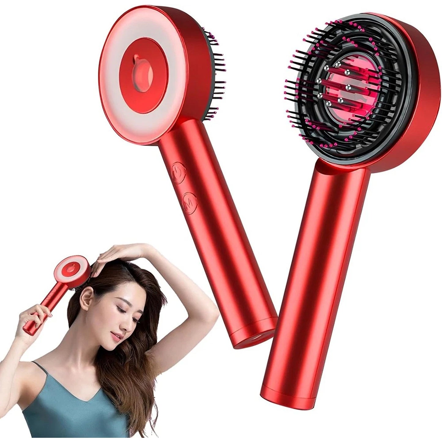 Electric Scalp Massage Comb with Red and Blue Light Therapy for Hair Care