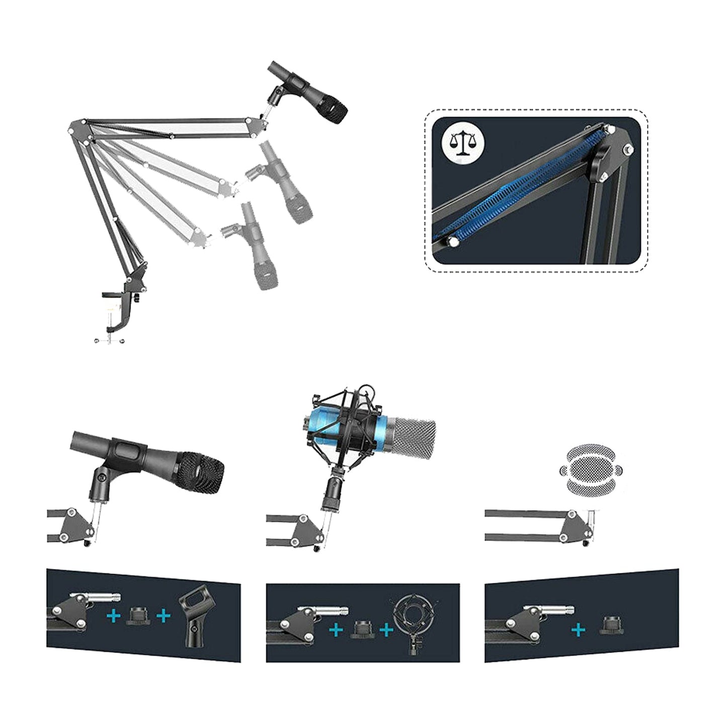Microphone Suspension Boom Scissor Arm Stand