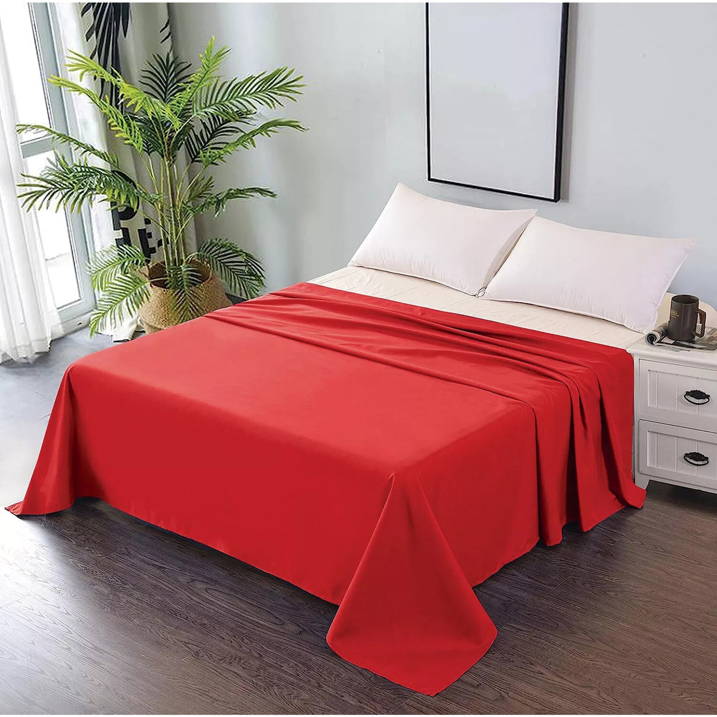 Hotel Ultra Soft Flat Sheet 2200TC Single Double Queen Super King - Red
