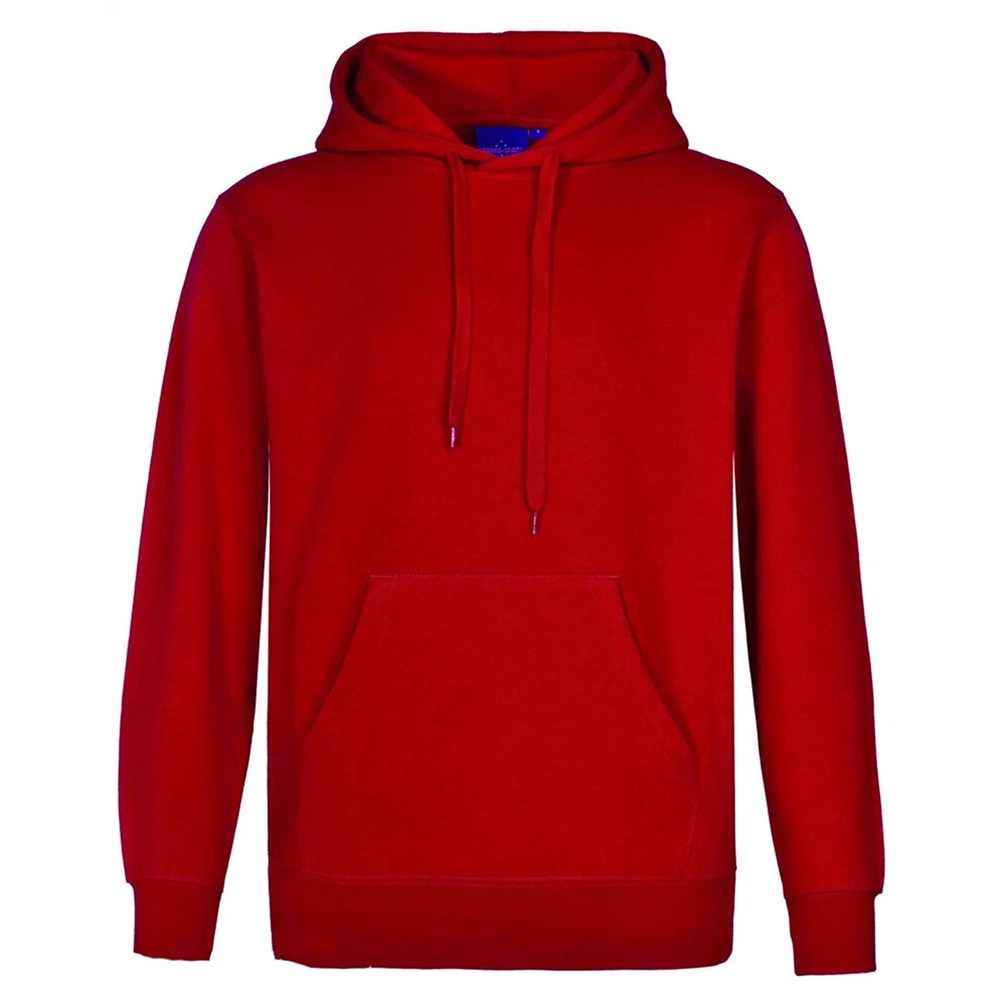 Adult Pullover Fleece Hoodie with Pocket and Contrast Hood - Red