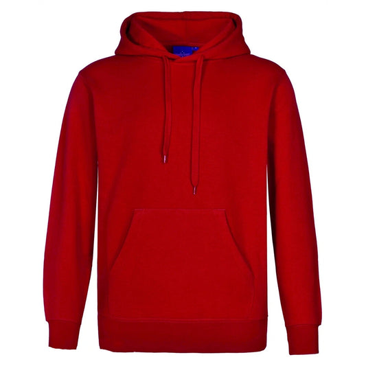 Adult Pullover Fleece Hoodie with Pocket and Contrast Hood - Red