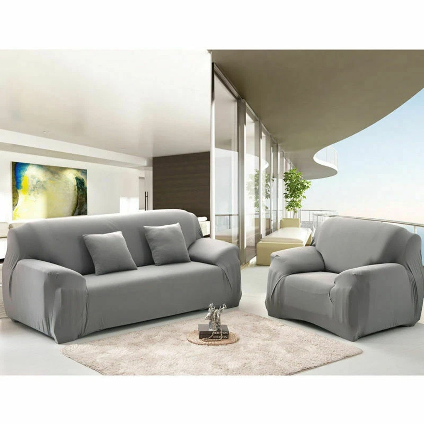 Stretch Sofa Slipcover Removable Couch Protector for 1 2 3 4 Seater - Grey