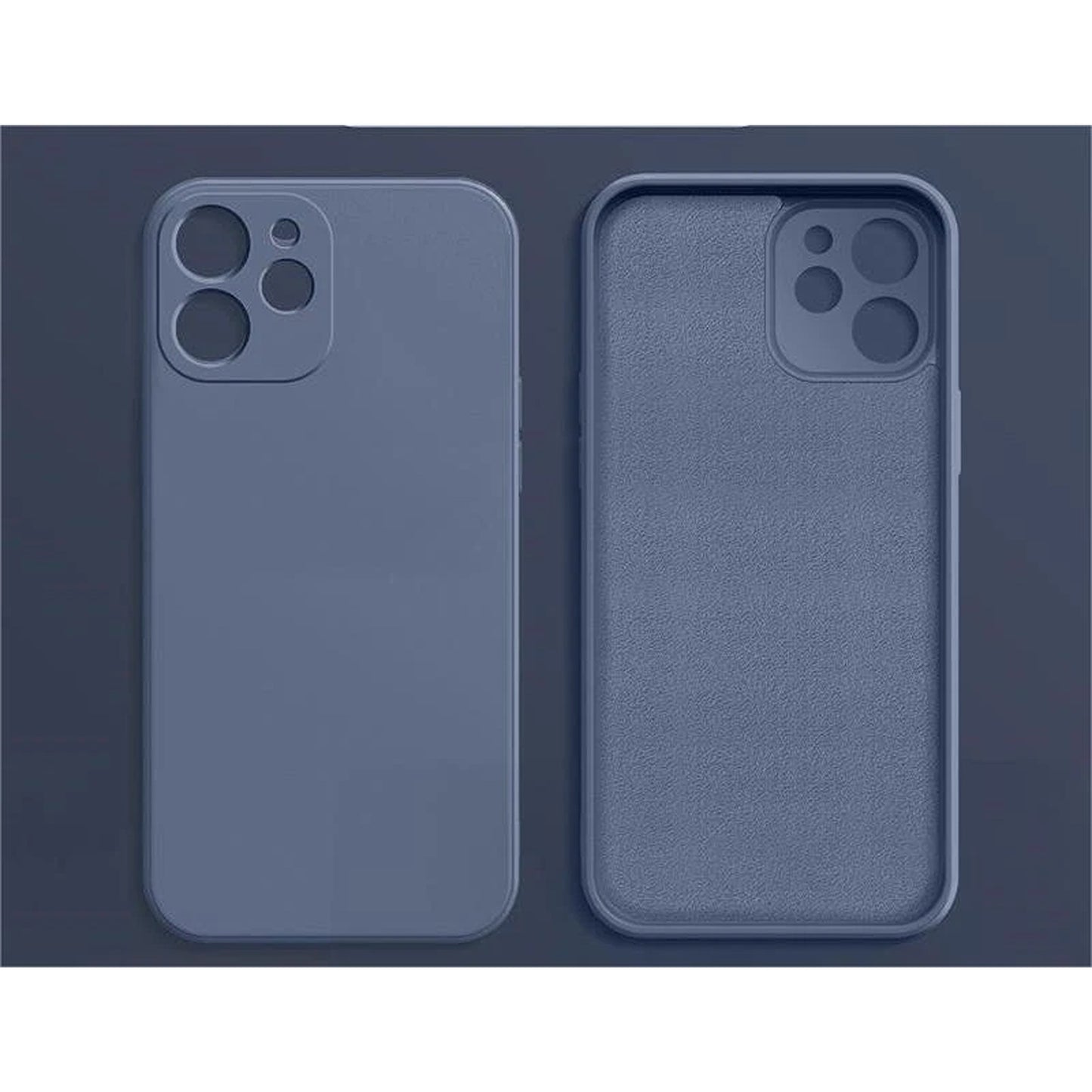 Grey Blue Silicone Shockproof Protective Case for iPhone 16 15 14 13 12 11 Pro