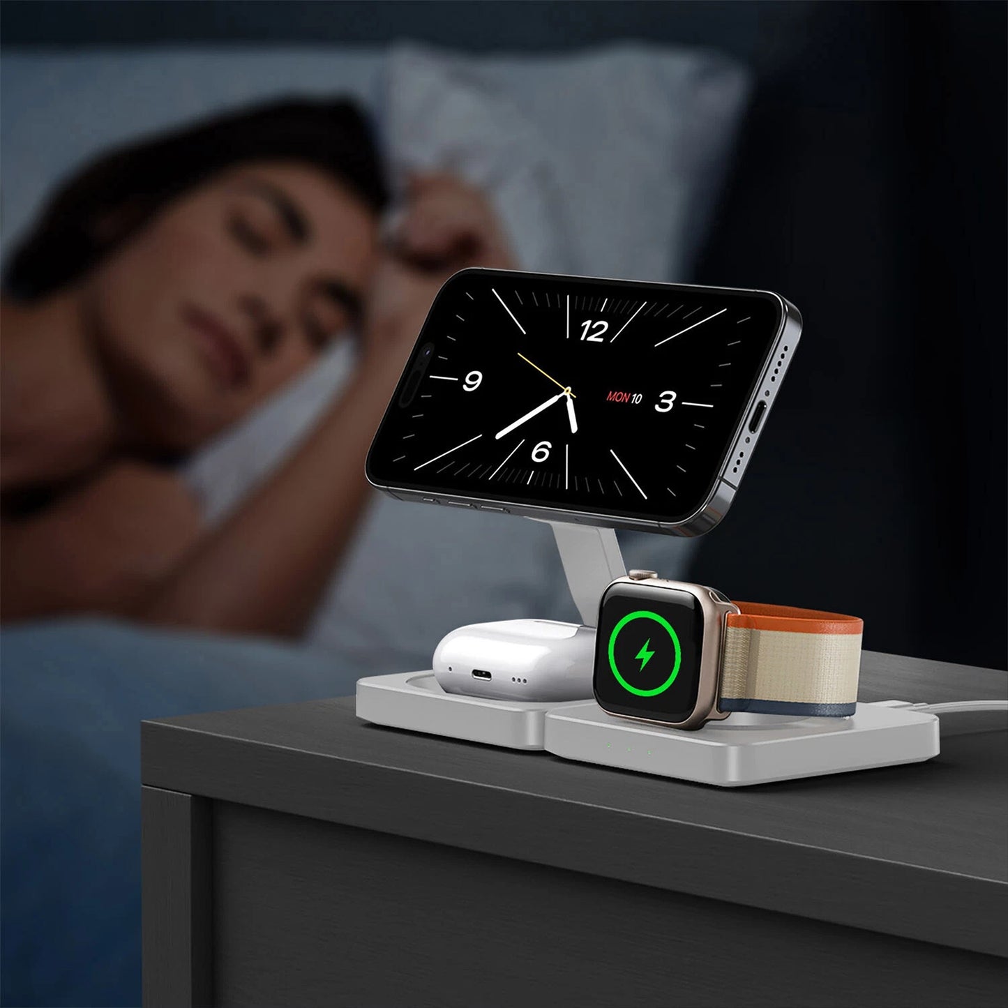 3 in 1 Wireless Charger Fast Charging Station for Apple Watch and iPhone 16 15 14 13 12