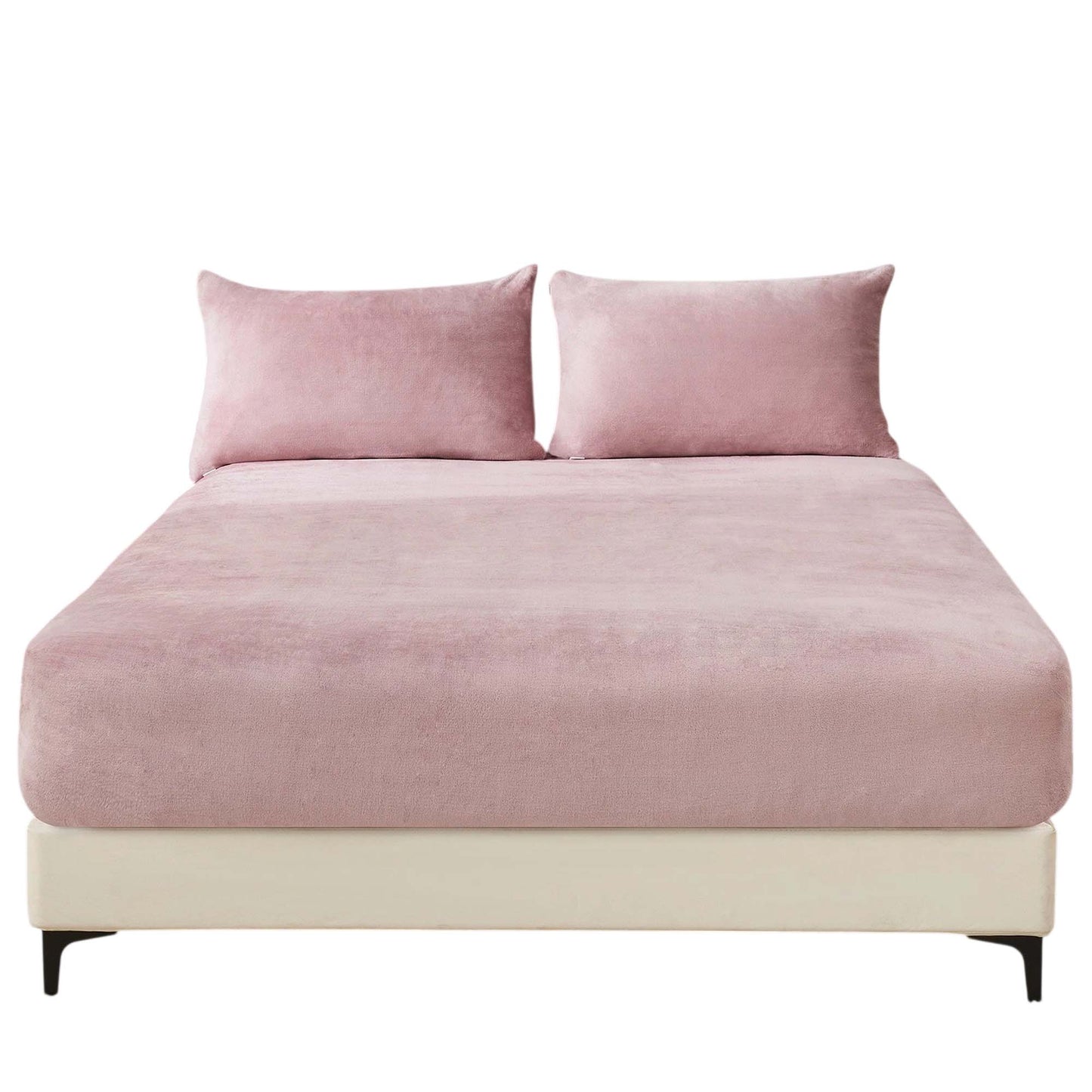 Dusty Pink Warm Flannelette Fitted Sheet and Pillowcase Set No Flat Sheet