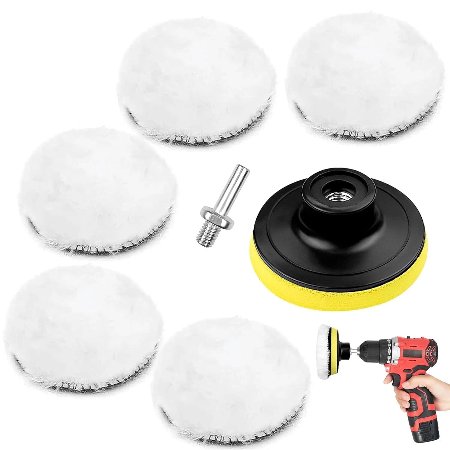 Car Waxing and Polishing Pad Kit with Drill Adapter