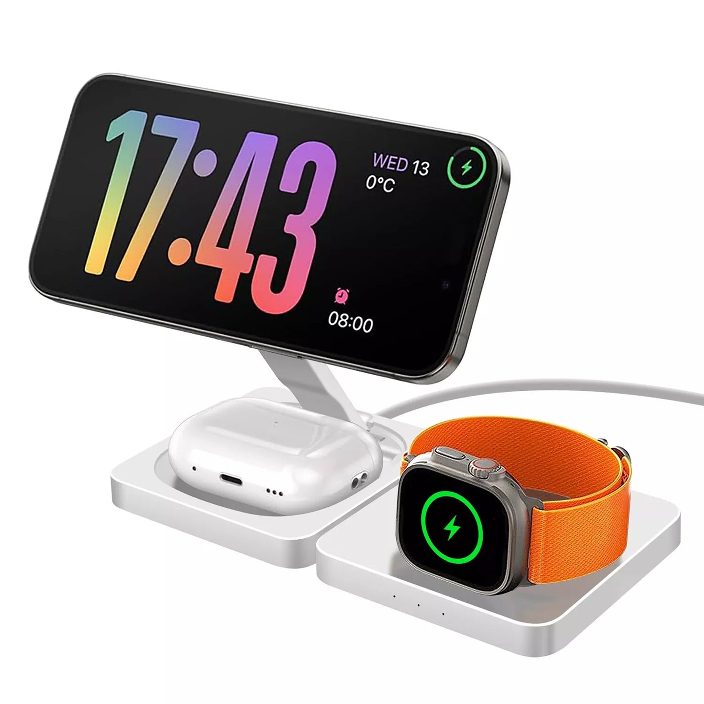 3 in 1 Wireless Charger Fast Charging Station for Apple Watch and iPhone 16 15 14 13 12