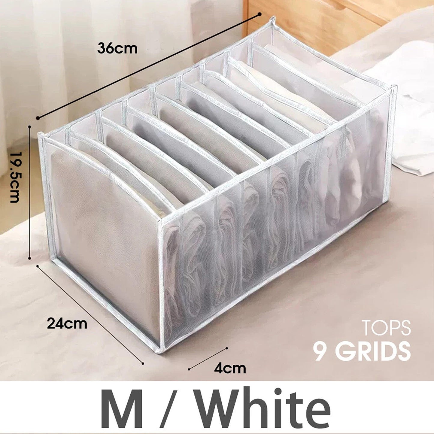 Clothes Organizer Wardrobe Storage Box Drawer Divider Mesh in Multiple Sizes
