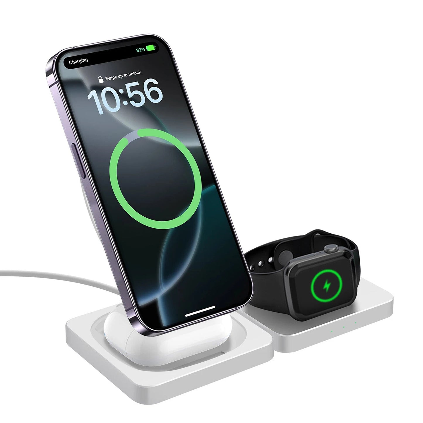 3 in 1 Wireless Charger Fast Charging Station for Apple Watch and iPhone 16 15 14 13 12