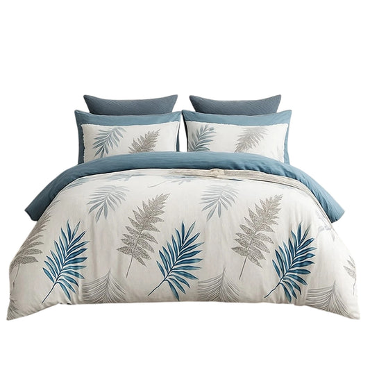 Cotton Duvet Quilt Cover Set with Pillowcases All Sizes - Ocean Leaf