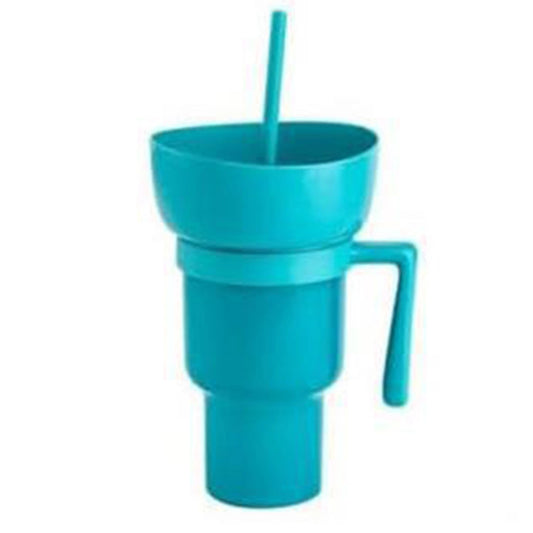 Light Blue 1000ml Stadium Tumbler with Snack Cup