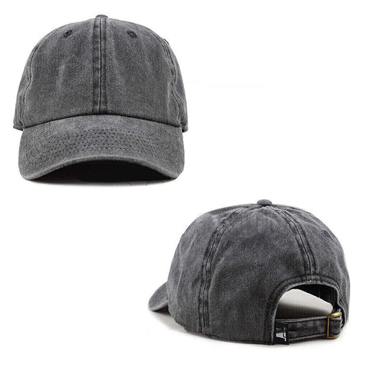 Plain Washed Baseball Cap Casual Cotton Adjustable Solid Sport Hat