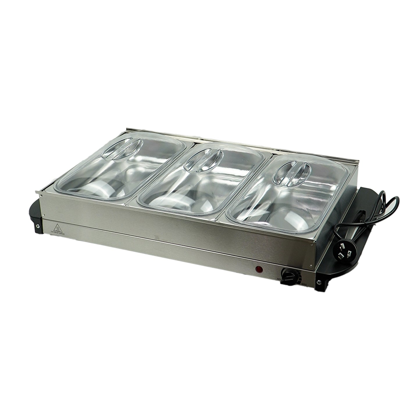 Electric Buffet Food Warmer 3 Tray 1.5L Stainless Steel Bain Marie Server