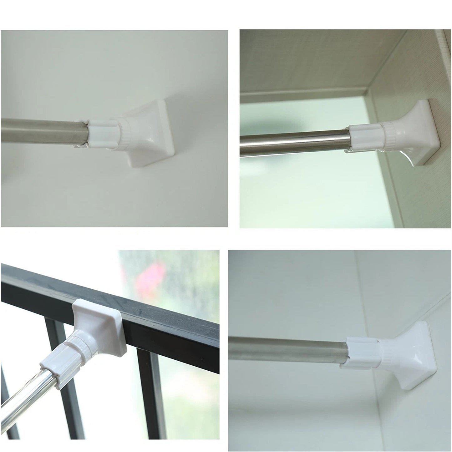 Multi Purpose Adjustable Tension Rod for Curtains Shower and Closet