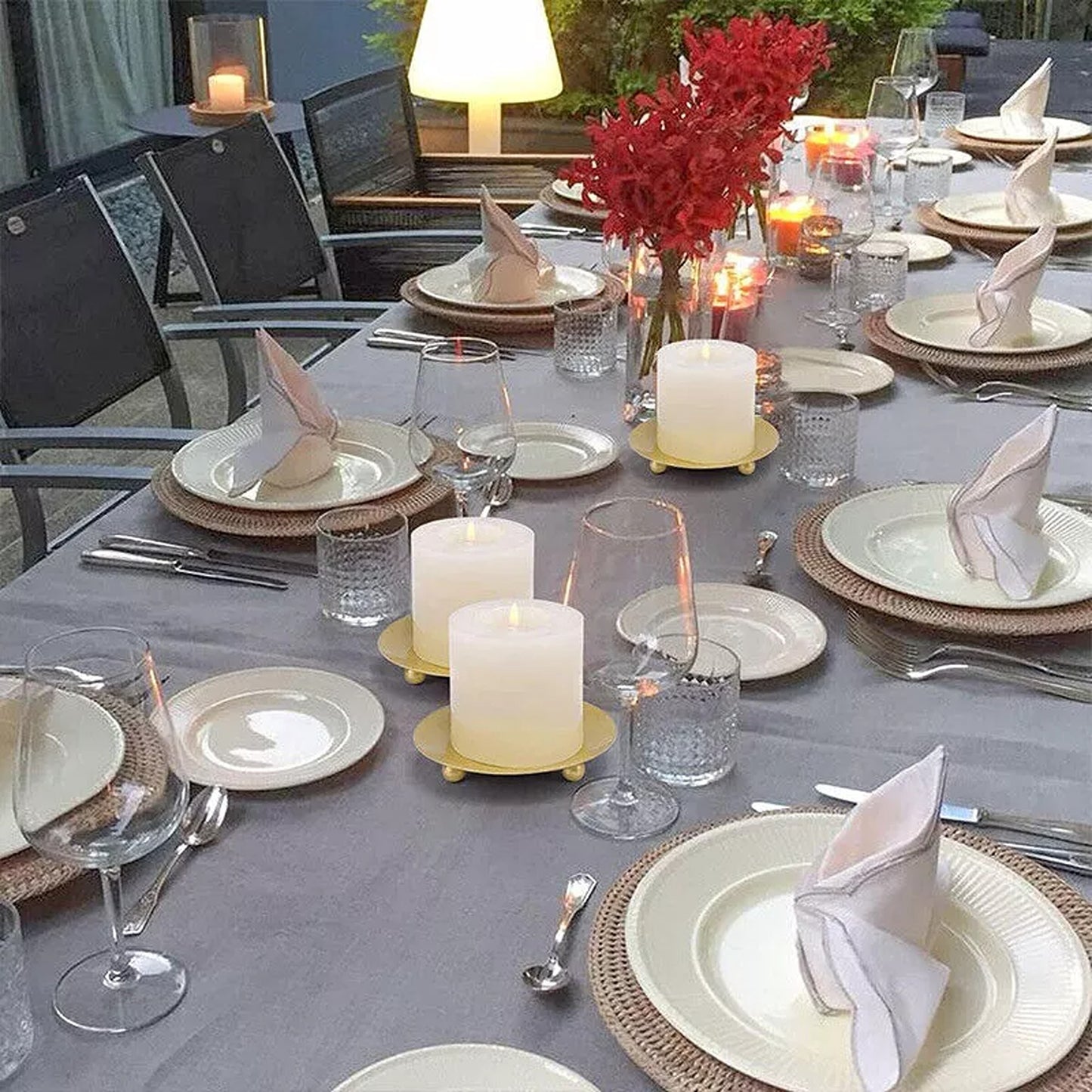 Decorative Candle Holder Base Trays Set of 4 Iron Plates