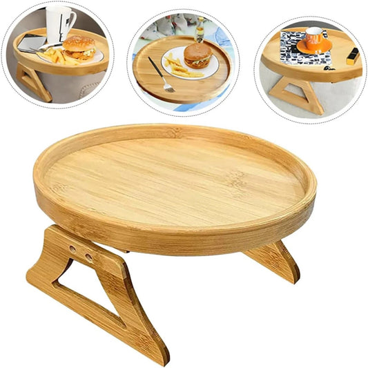 Clip On Sofa Armrest Tray Foldable Table For Coffee Snacks And Phone