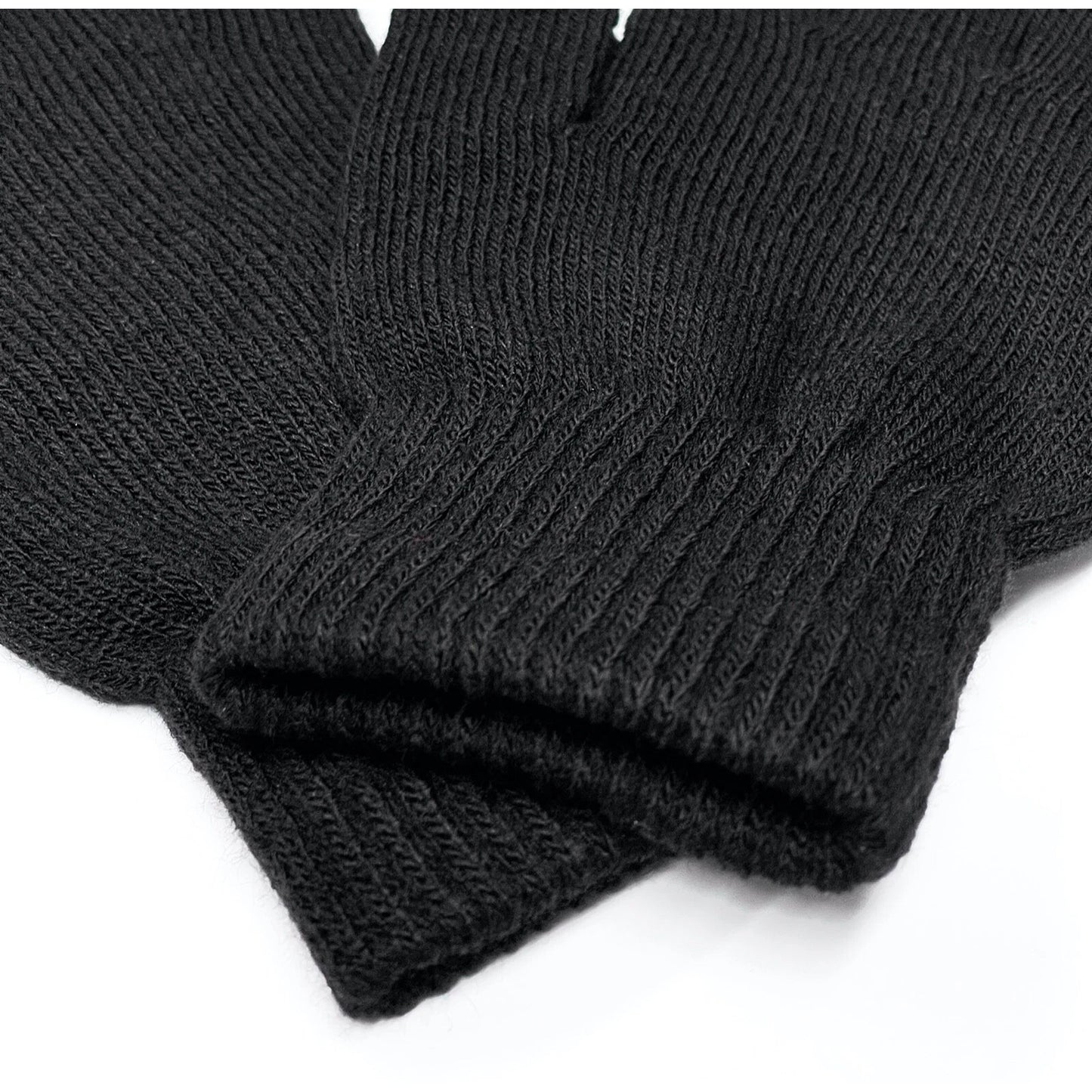 Black Fingerless Knitted Winter Warm Gloves Soft Half Finger Mittens Unisex