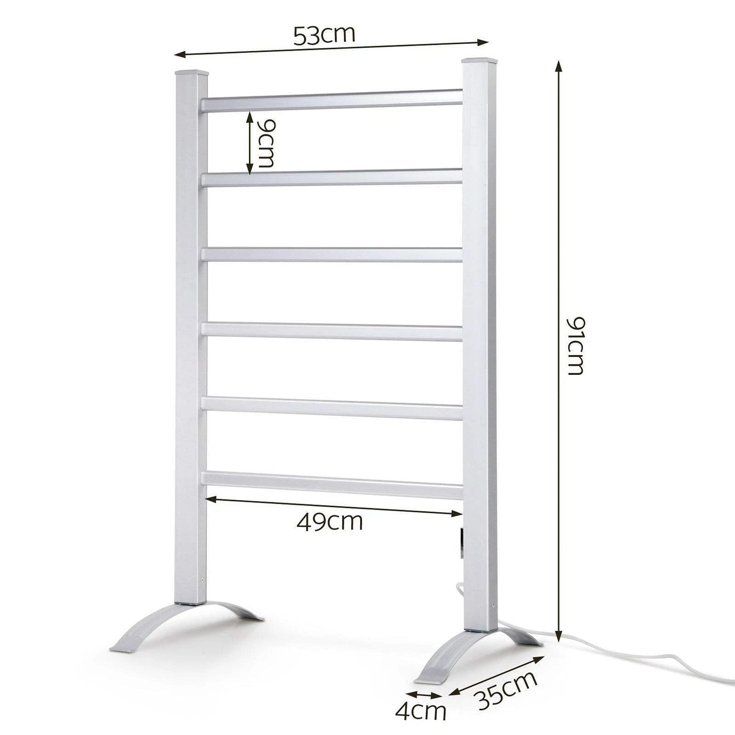 Electric Heated Towel Rail Freestanding Aluminium Rack