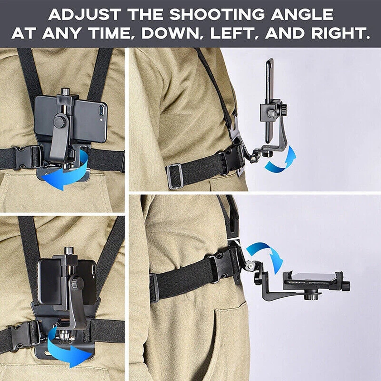 Adjustable Chest Harness Clip Holder for Smartphones and GoPro