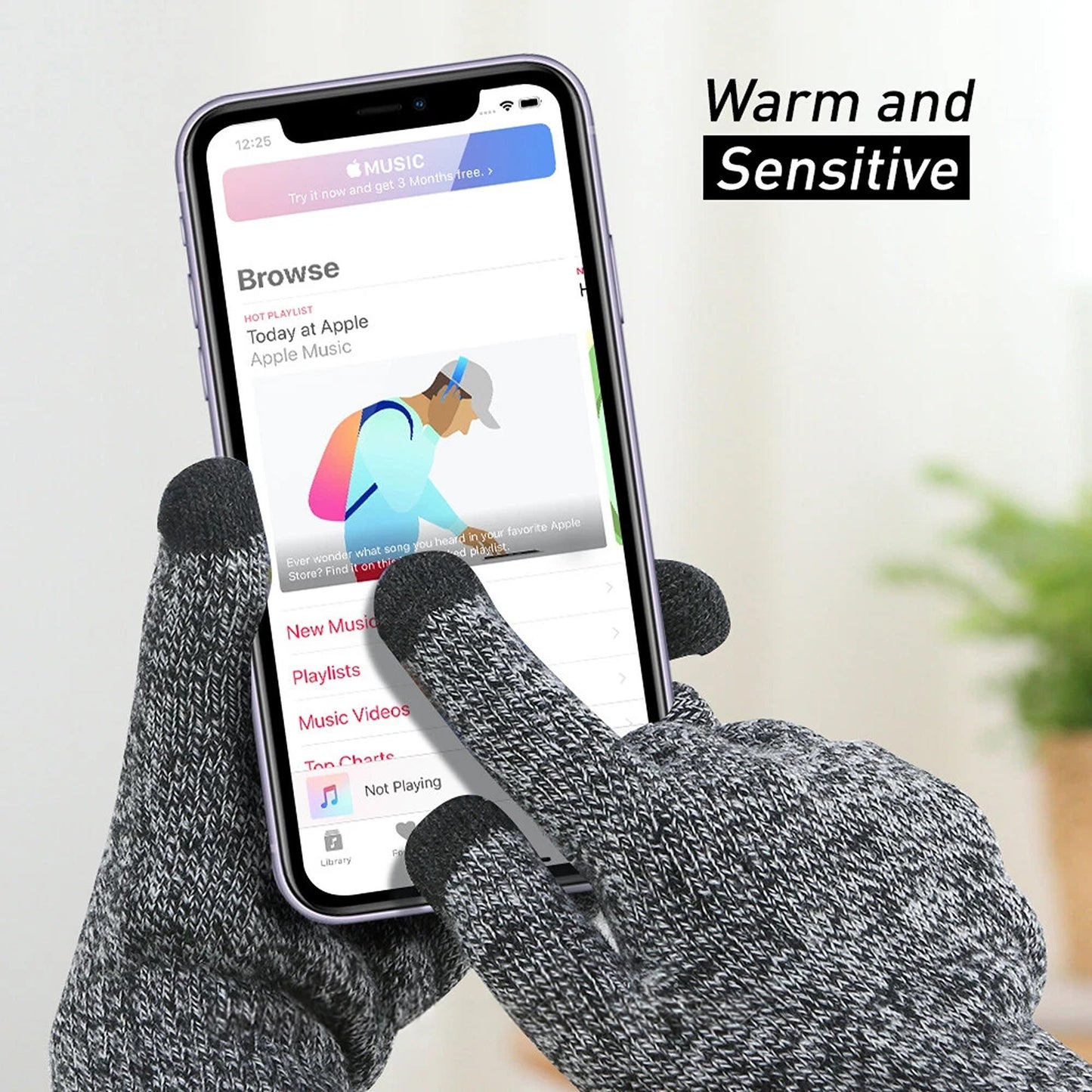 Touchscreen Winter Gloves Soft Wool for Men and Women Mobile Friendly