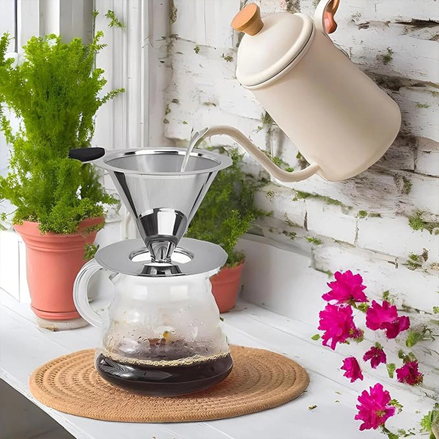 Stainless Steel Double Layer Coffee Filter 600 Mesh Paperless