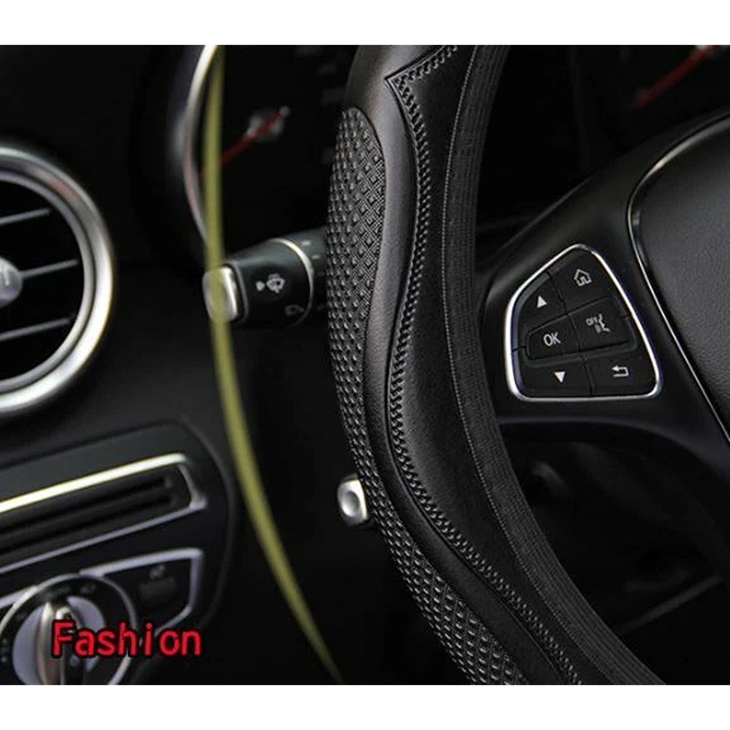 Universal Fit Steering Wheel Cover Black Leather Breathable Anti Slip Grip