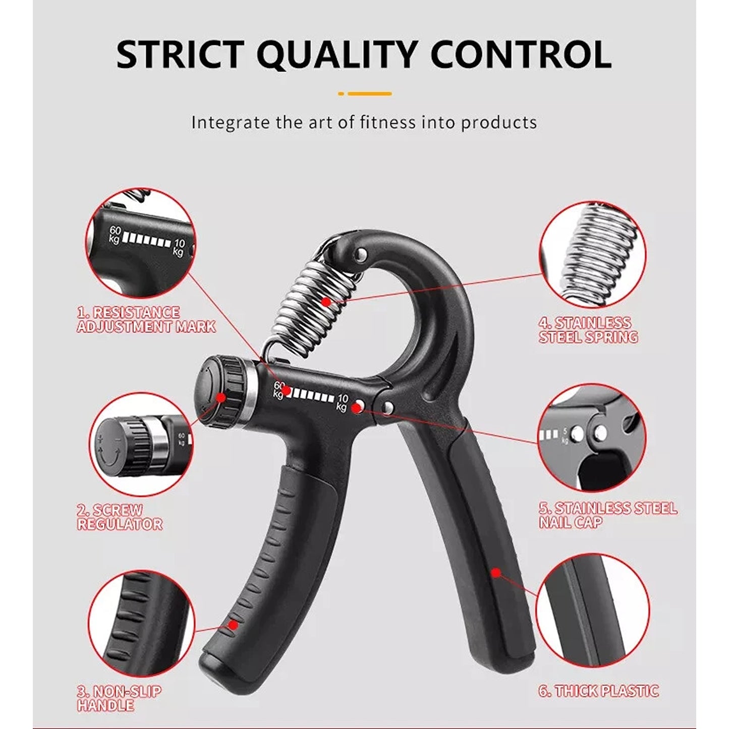 Power Hand Grip Exerciser Adjustable 5-60Kg for Strength Training