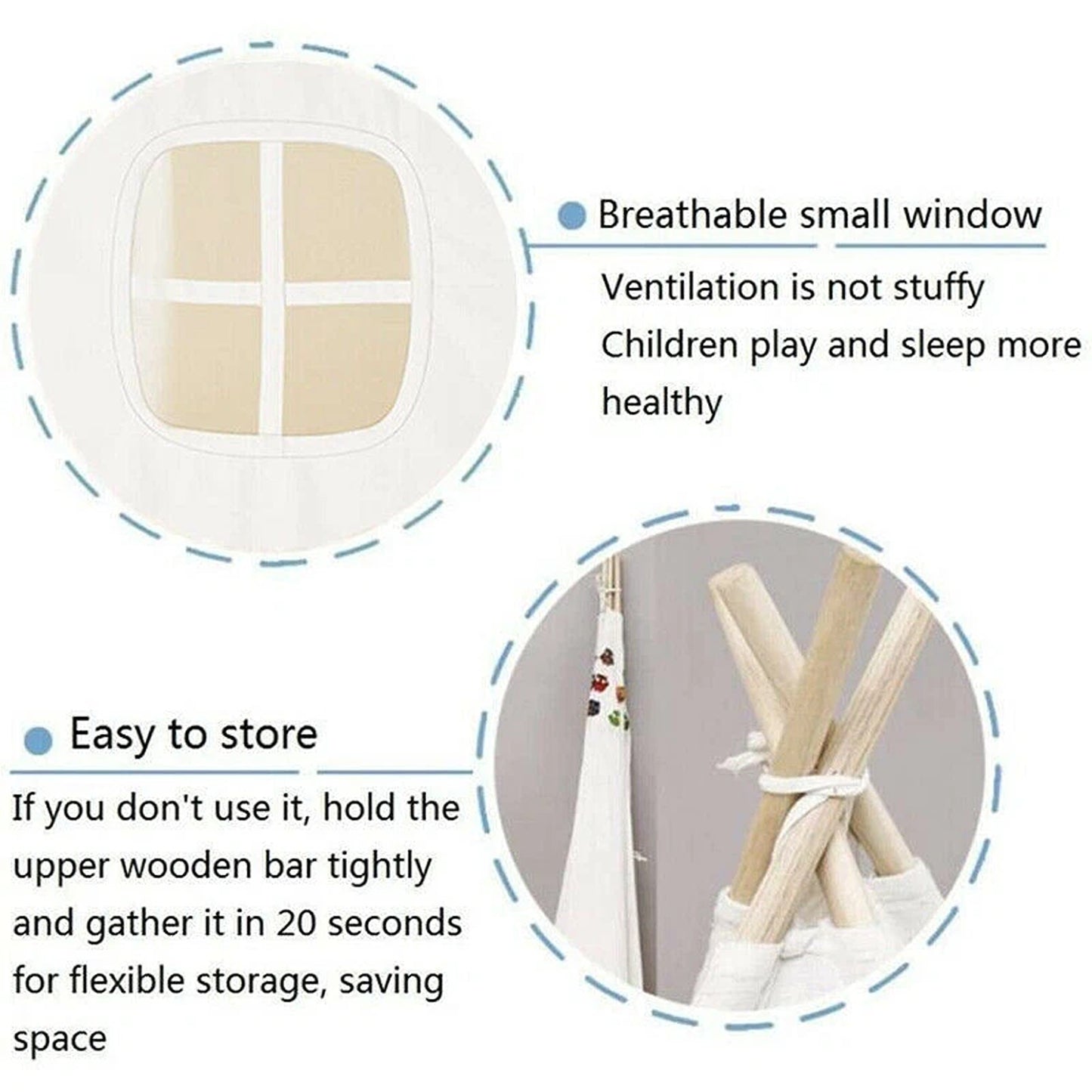 Large Cotton Canvas Teepee Tent Playhouse for Children Boys and Girls