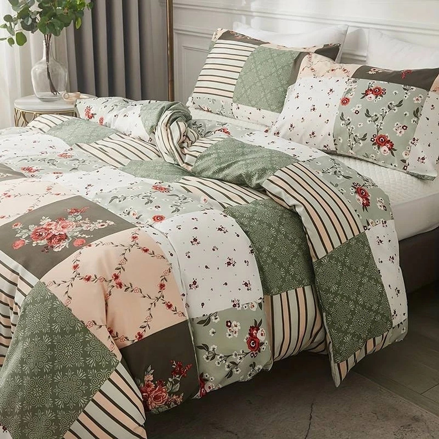Ultra Soft Quilt Duvet Doona Cover Set with Pillowcase All Sizes - Checked Print