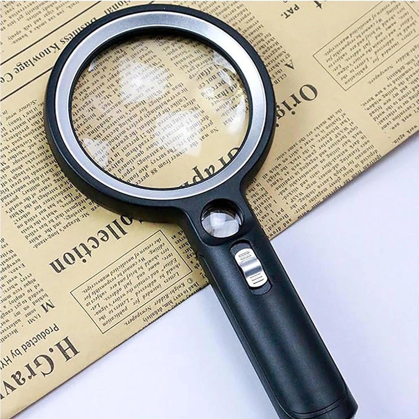 LED Magnifying Glass with 10x 20x 45x Zoom for Reading and Inspection