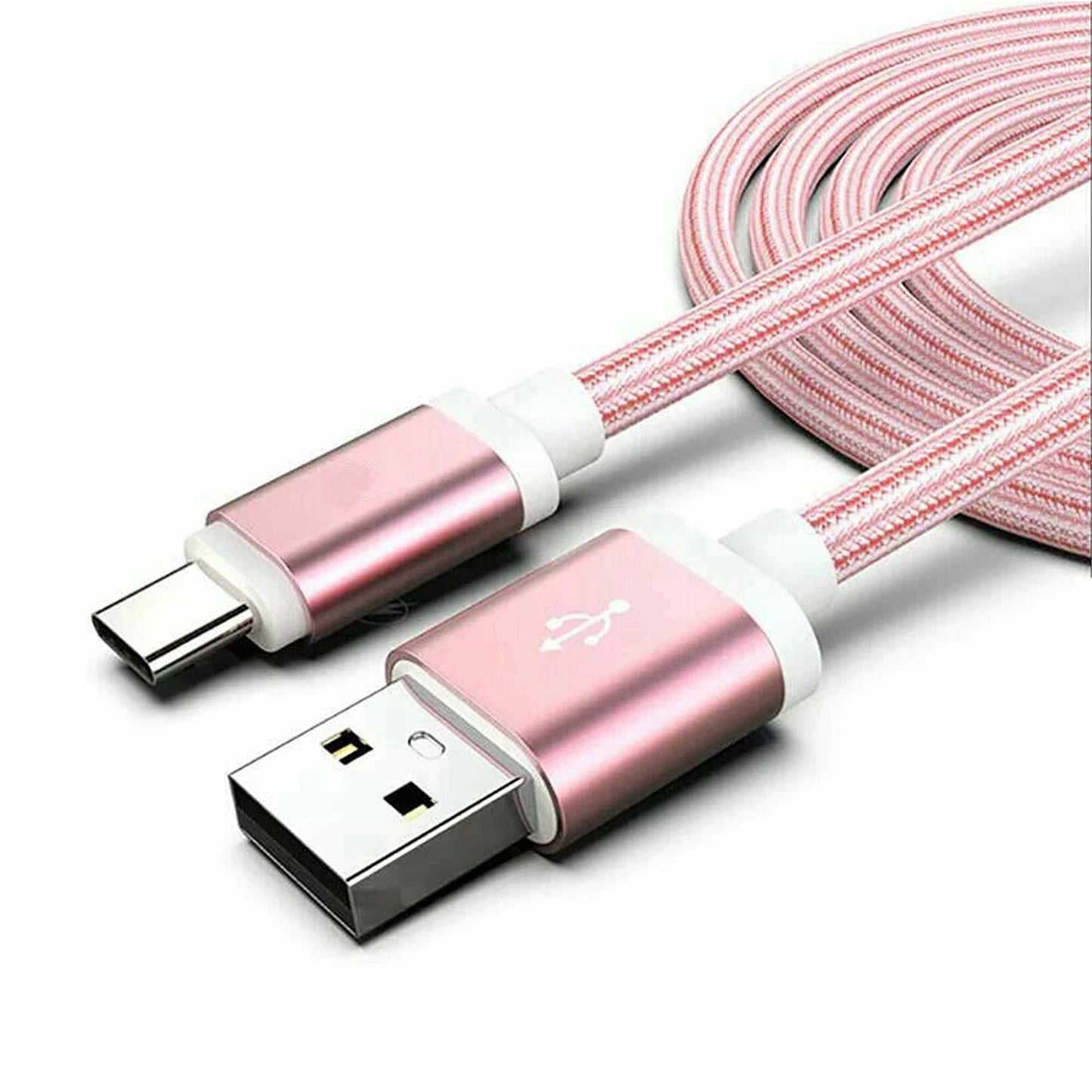 Pink Braided USB Type C Data and Charging Cable For Samsung Xiaomi Huawei Oppo