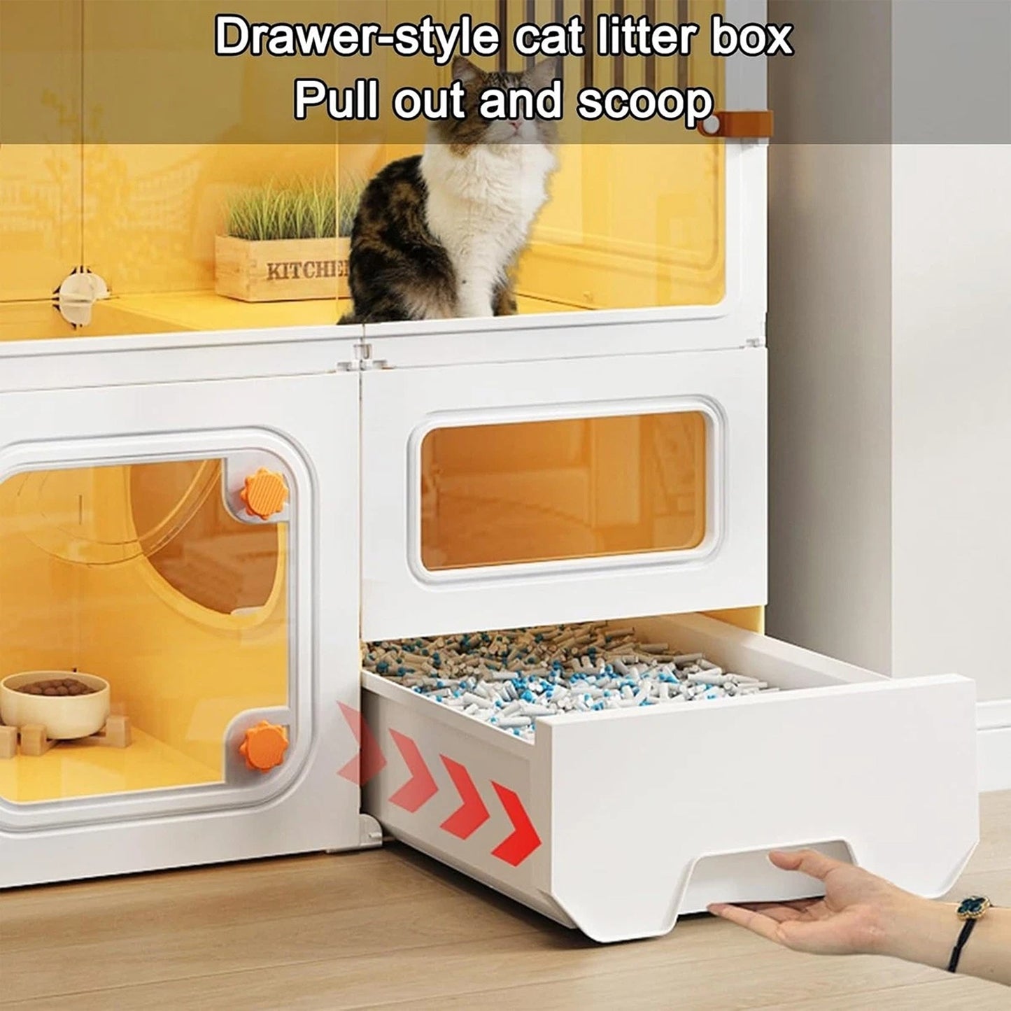 Indoor Cat House Furniture with Litter Compartment