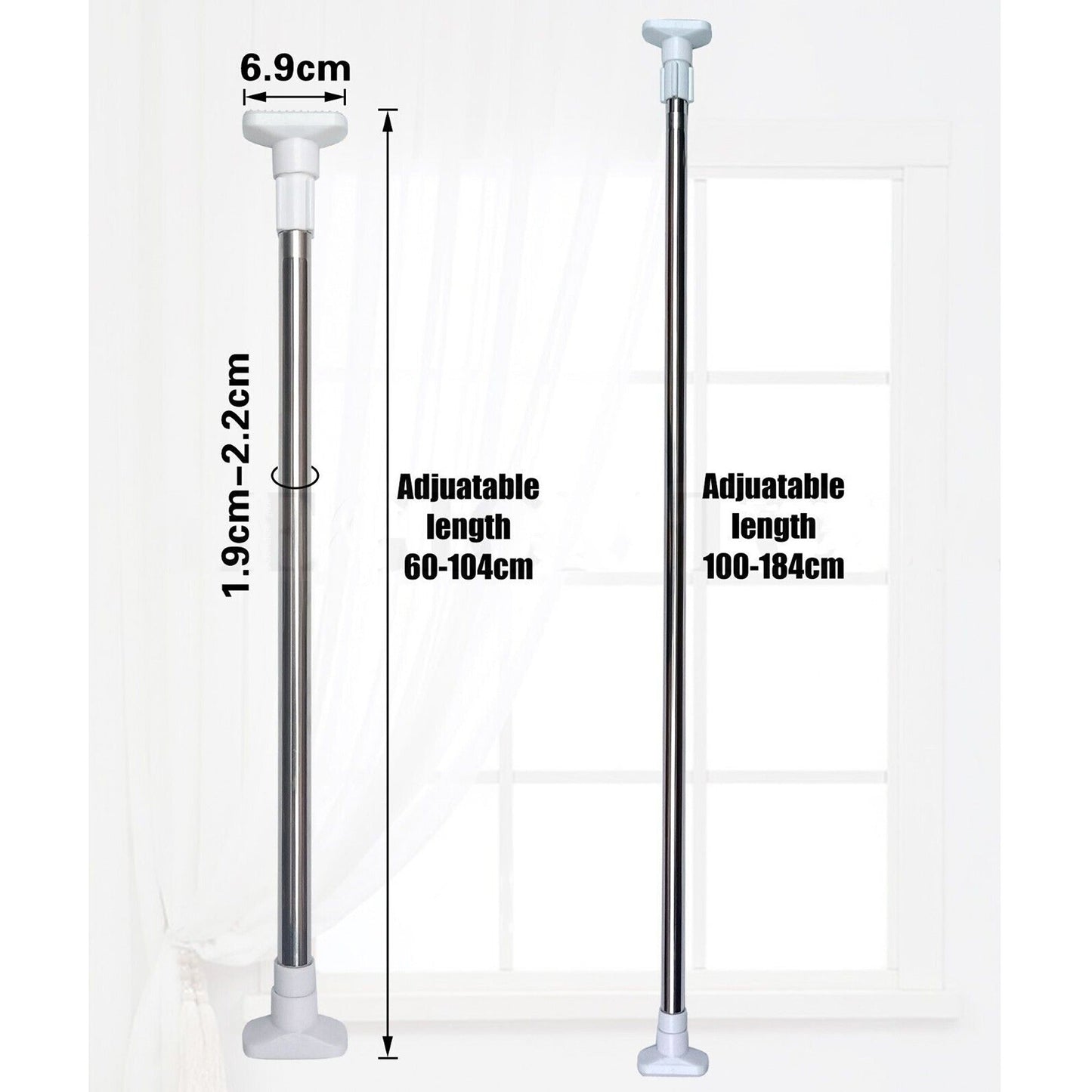 Extendable Adjustable Tension Curtain Rod